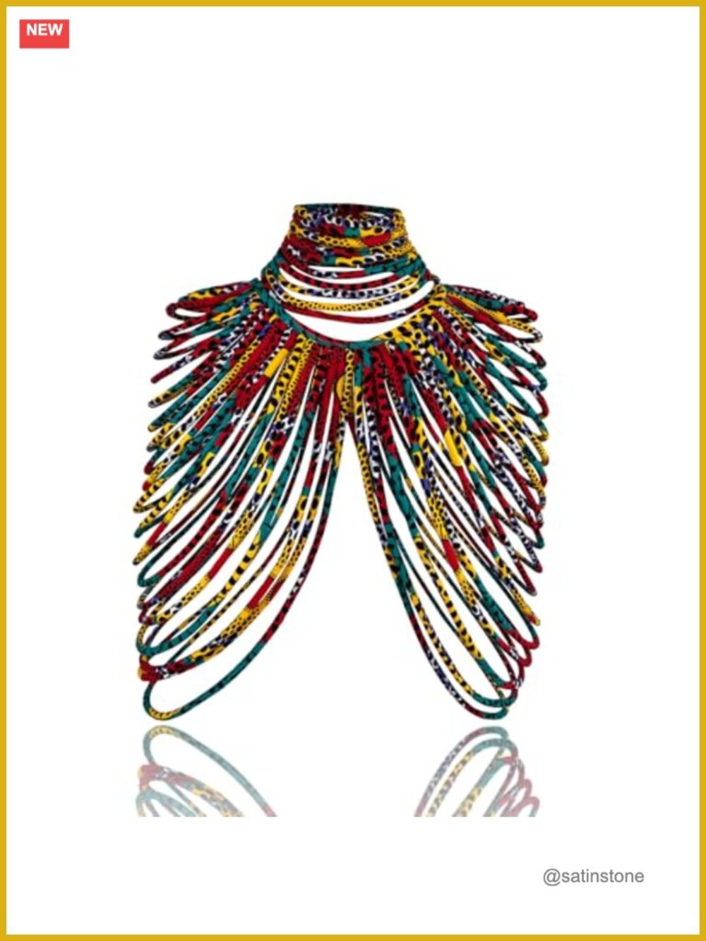 Ankara Fabric Multi-Strand Shawl Necklace Handmade Tribal Statement Jewelry